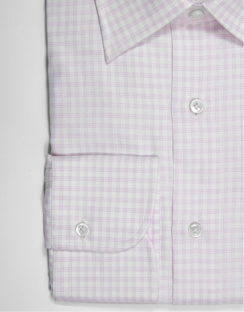 Patrick Hellmann Collection White Pink Shirt With Checks Windowpane Pattern image